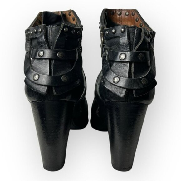 A.S. 98 Black Studded Side Zip Ankle Booties 39 - Picture 4 of 12